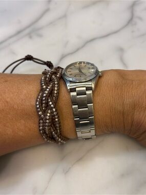 Chan Luu Brown Leather Braided Wrap Bracelet Silver